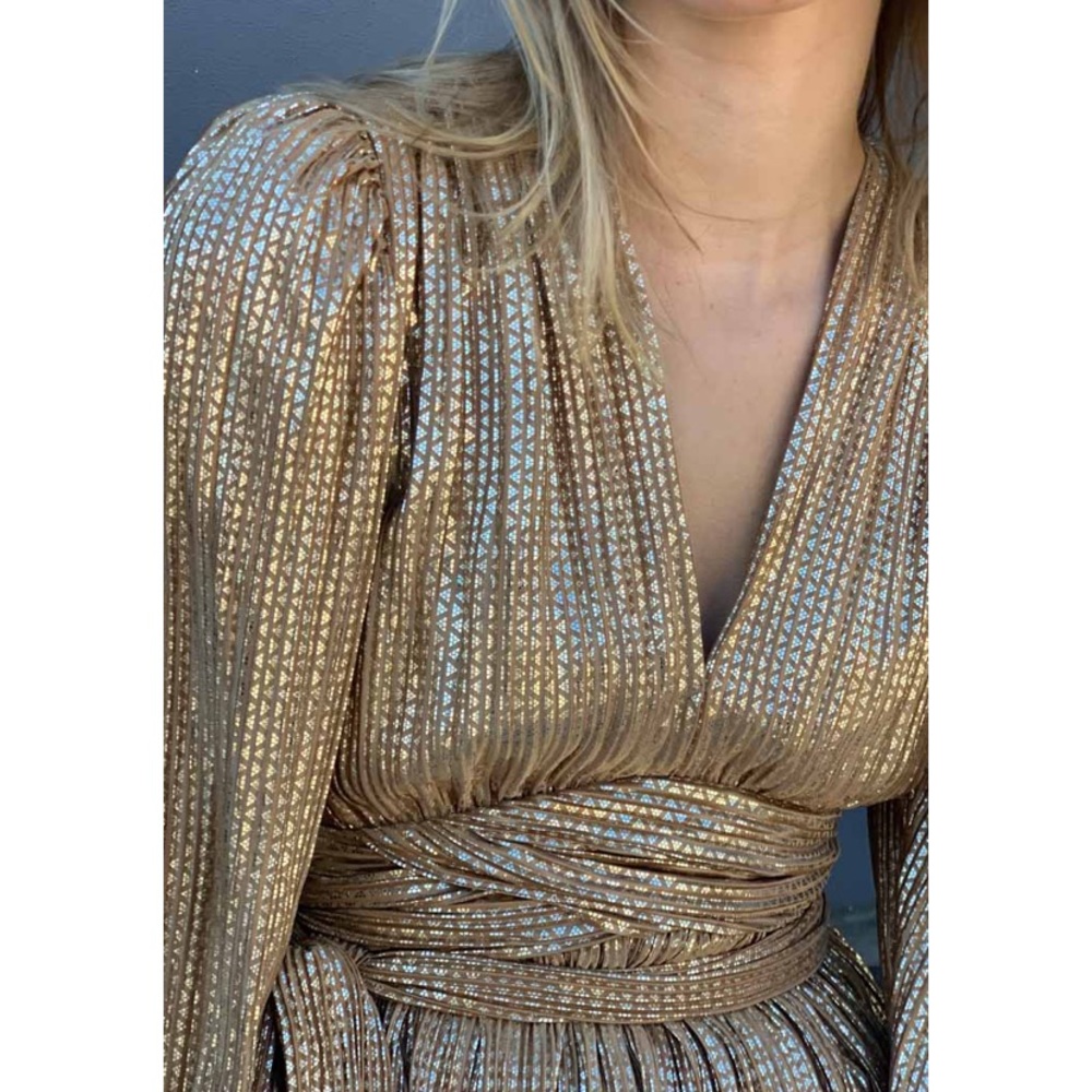 COPY - NEW! Sabina Musayev Mona Gold Metallic Dress - NWT - Picture 4 of 16